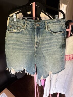 7 For All Mankind Light Blue Distressed Denim Cutoff Shorts
